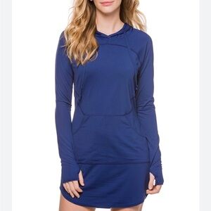 Bloquv Navy Blue Hooded Long Sleeve Dress